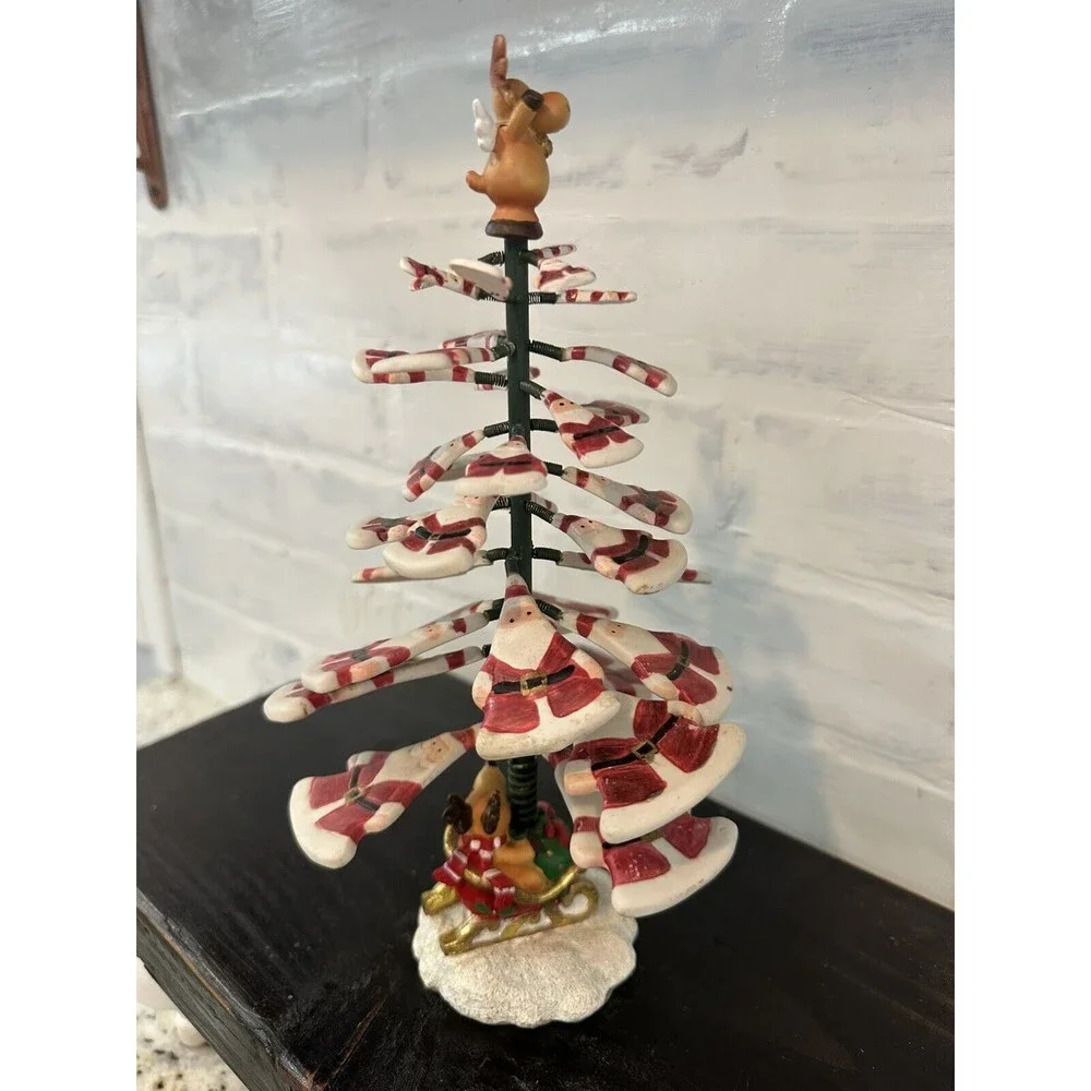 Vintage Shimmy Shake Santa Reindeer Sleigh Christmas Tree‎ Wiggle Wobble Springs